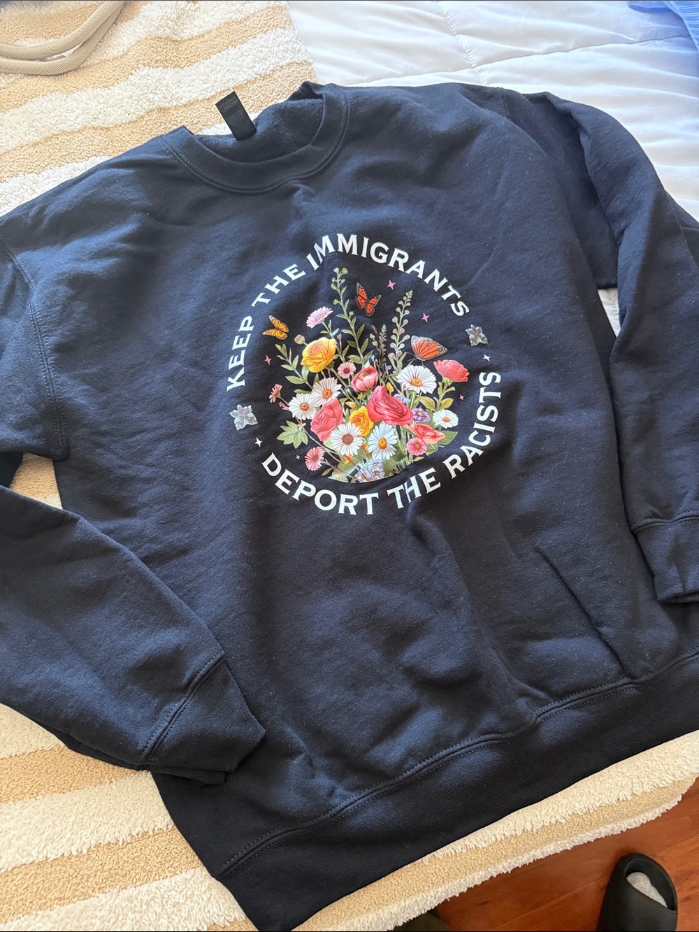Black Graphic Crewneck Sweatshirt - Keep The Immigrants